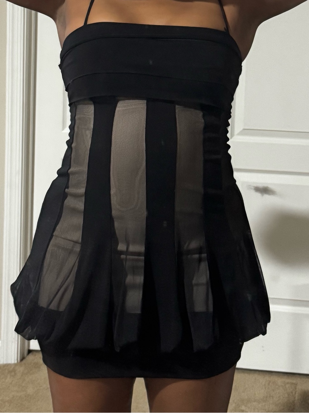 Maggy London Black Sheer Panel Dress